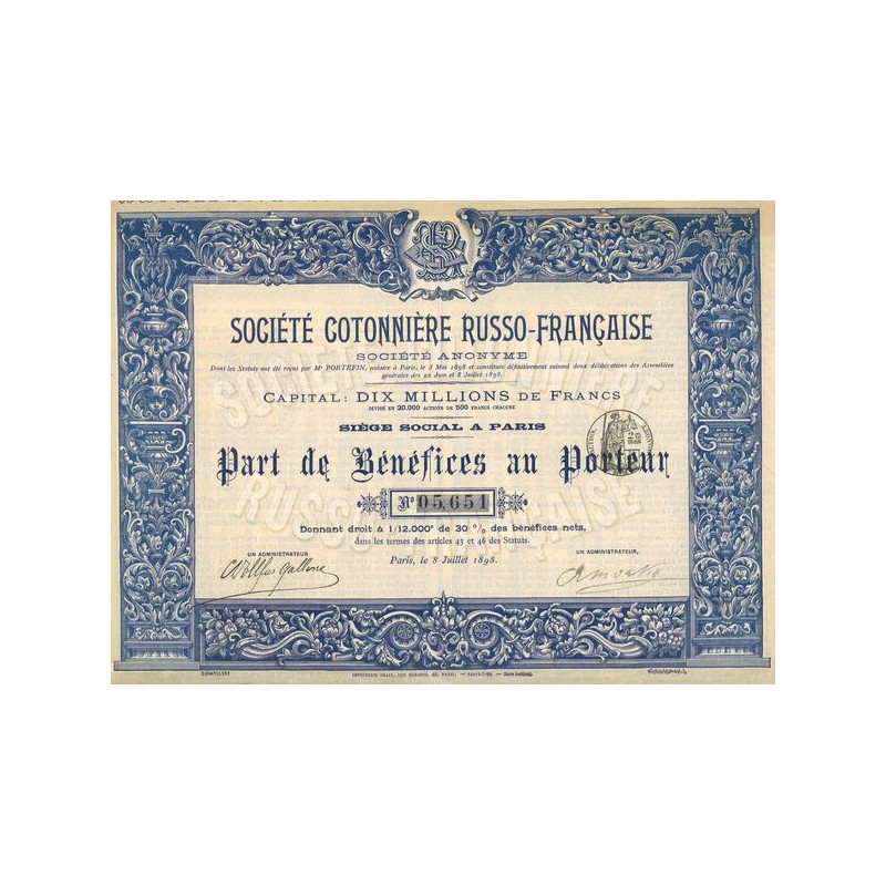 Sté Cotonnière Russo-Française (PB)