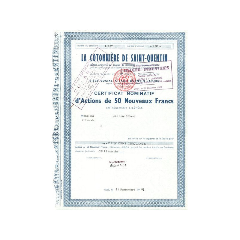 La Cotonnière de Saint-Quentin (Act 50 NF)