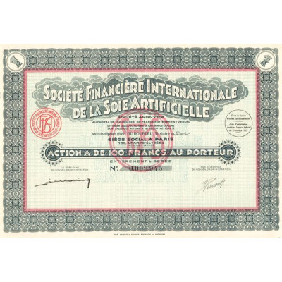 Sté Financière Internationale de la Soie Articielle (Act A 100 F)