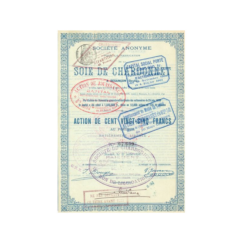 S.A. pour la Fabrication de la Soie de Chardonnet à Besançon (Doubs) (Act 125 F)