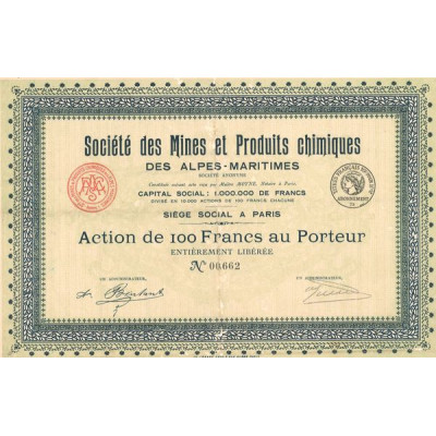 Sté des Mines et Produits Chimiques des Alpes-Maritimes (Act 100 F)