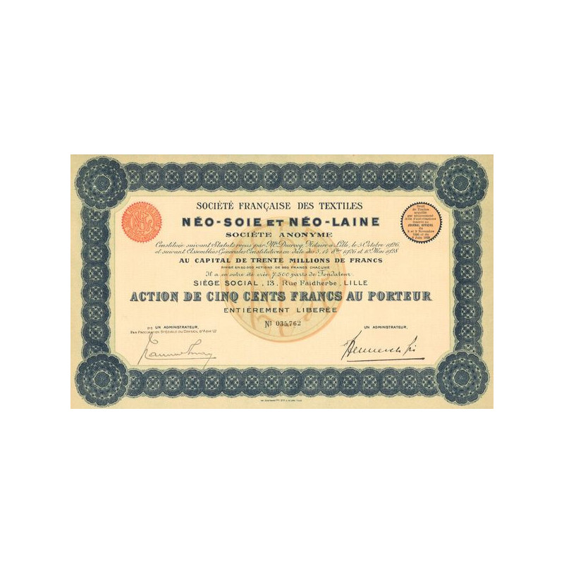 Sté Française des Textiles Néo-Soie et Néo-Laine (Act 500 F)