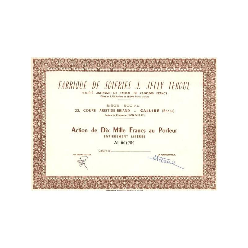 Fabrique de Soieries J. Jelly Teboul (Act 10000 F)
