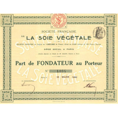 Sté Française "La Soie Végétale" (PF)