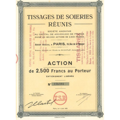 Tissages de Soieries Réunis (Act 2500 F)