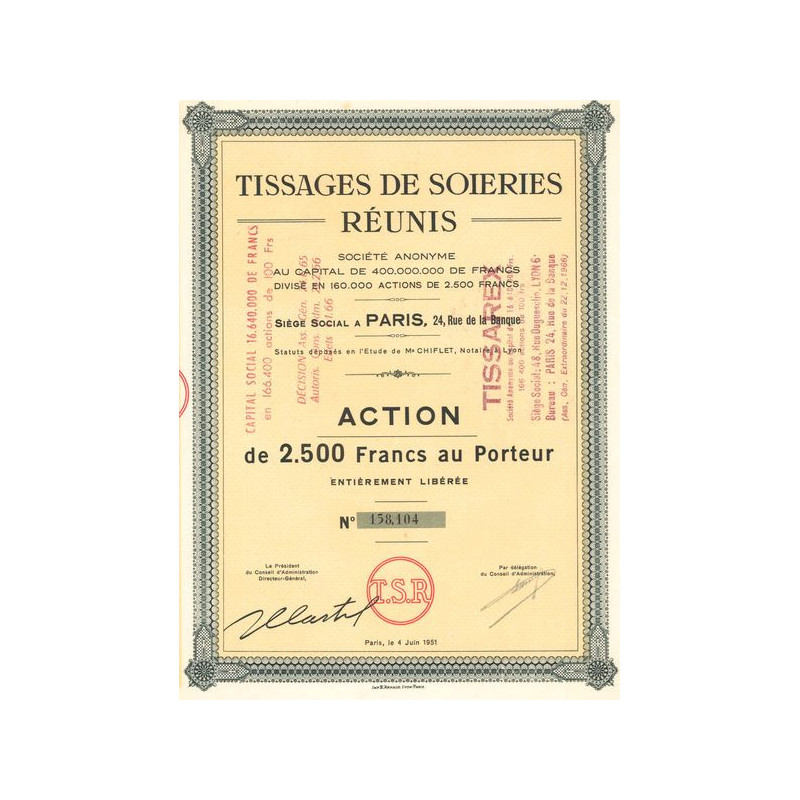 Tissages de Soieries Réunis (Act 2500 F)