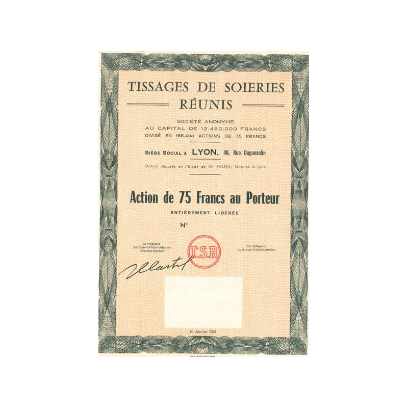 Tissages de Soieries Réunis (Act 75 F)