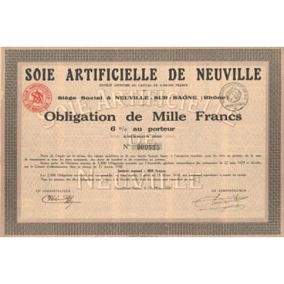 Soie Artificielle de Neuville (Obl 1000 F 6%)