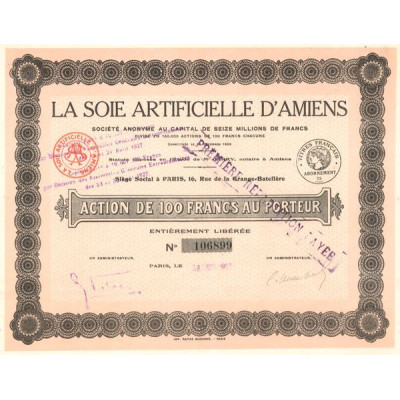 La Soie Artificielle d'Amiens (Act 100 F)