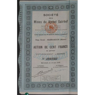 Sté des Mines du Djebel Salrhef (Act 100 bleue claire) 1948