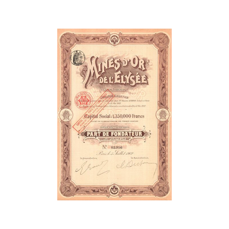 Mines d'Or de l'Elysée (Guyane Française) (PF)