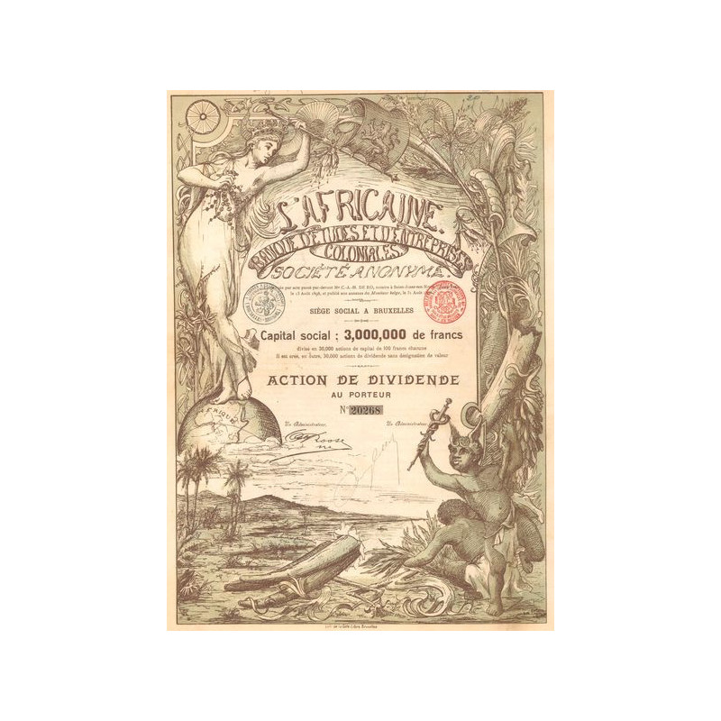 L'Africaine Banque d'Etudes et Entreprises Coloniales (Act Dividende 100 F)