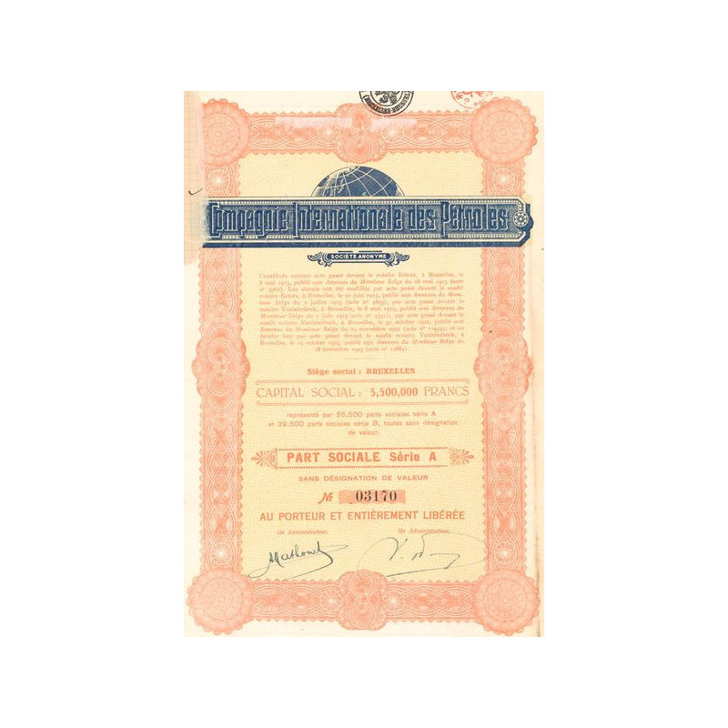 Cie Internationale des Pétroles (Part Sociale Série A)