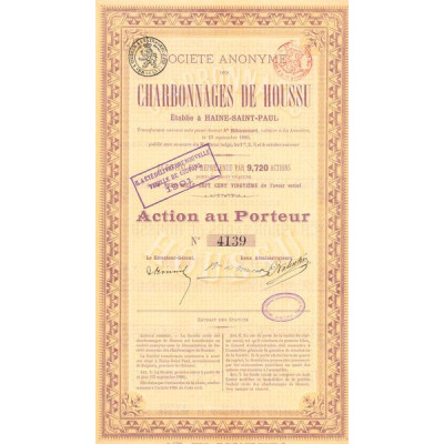 S.A. des Charbonnages de Houssu Etablie à Haine-Saint-Paul (Act)
