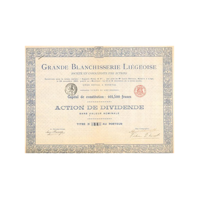 Grande Blanchisserie Liégeoise (Act Dividende)