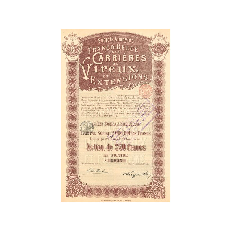 S.A. Franco-Belge des Carrières de Vireux et Extensions (Act 250 F)