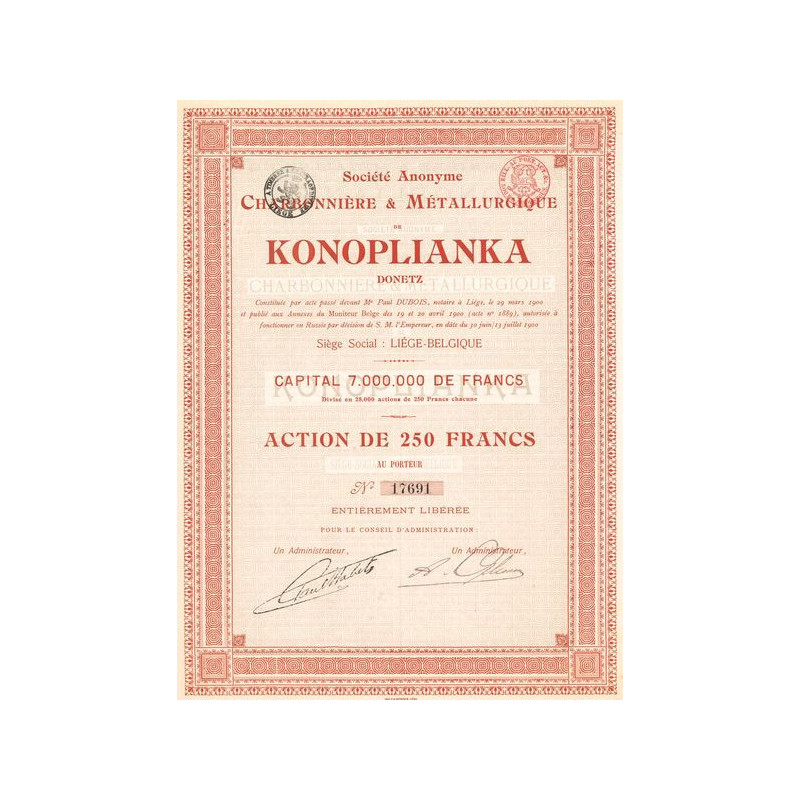 S.A. Charbonnière & Métallurgique de Konoplianka Donetz (Act 250 F)