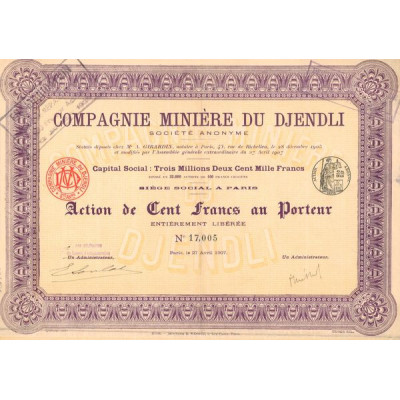 Cie Minière du Djendli (Act 100 F)
