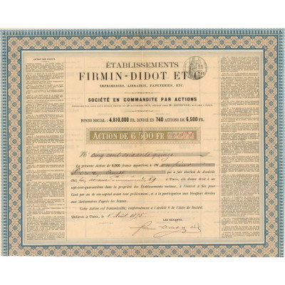 Ets Firmin-Didot et Cie - Imprimeries. Librairie. Papeteries. Etc (Act 6500 F)