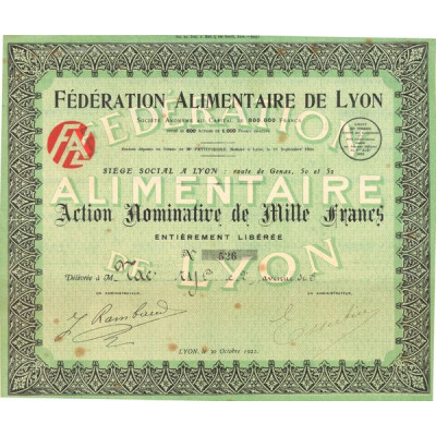 Fédération Alimentaire de Lyon (Act Nomin 1000 F)
