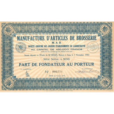Manufacture d'Articles de Brosserie M.A.B - S.A. des Anciens Ets de Larebeyrette (PF)