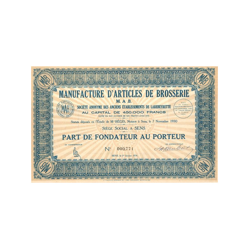 Manufacture d'Articles de Brosserie M.A.B - S.A. des Anciens Ets de Larebeyrette (PF)