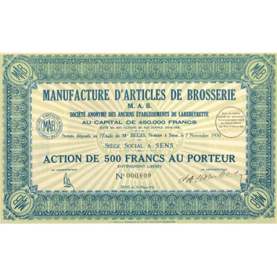 Manufacture d'Articles de Brosserie M.A.B - S.A. des Anciens Ets de Larebeyrette (Act 500 F)