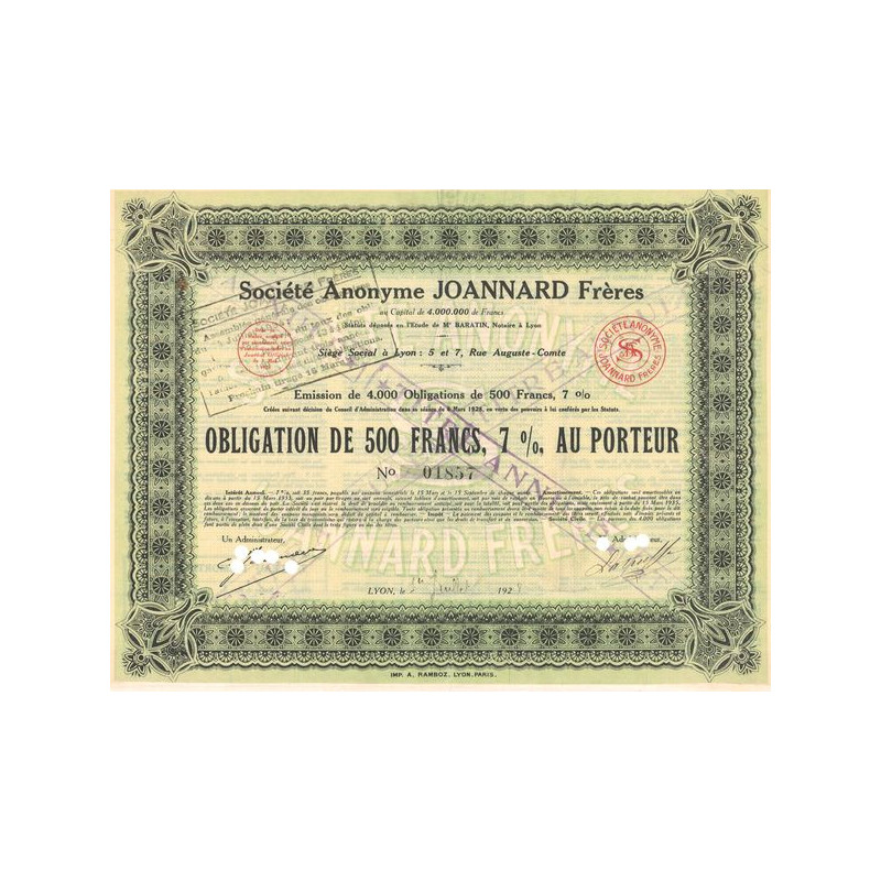 S.A. Joannard Frères (Act 500 F 7%)