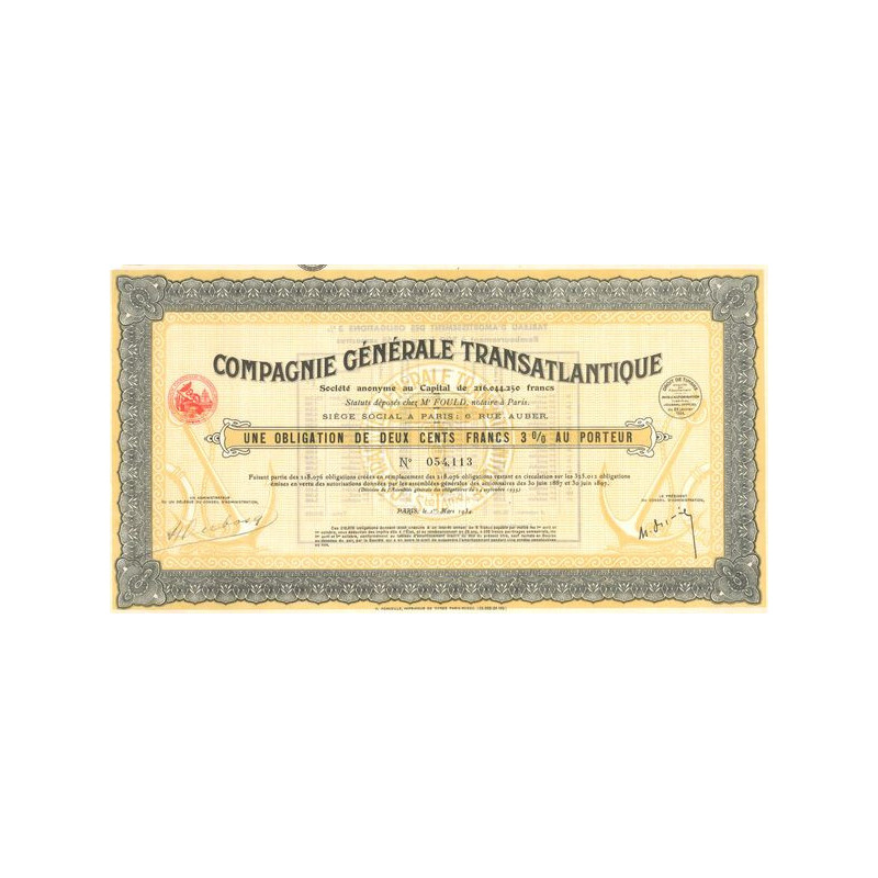 Cie Générale Transatlantique (Obl 200 F 3%)