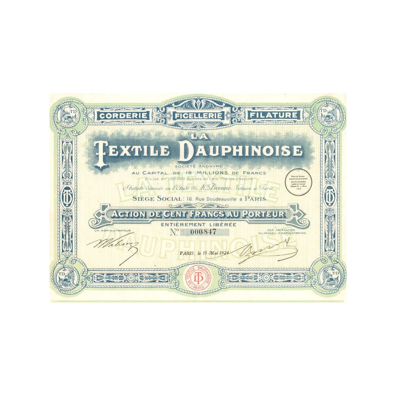 La Textile Dauphinoise - Corderie Ficellerie Filature (Act 100 F)