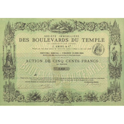Sté Immobilière des Boulevards du Temple - J.Amiels & Cie (Act 500 F)