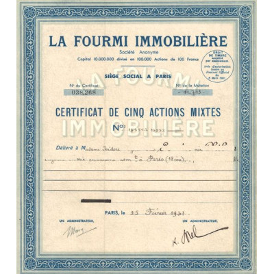 La Fourmi Immobilière (Certif 5 Act 100 F)