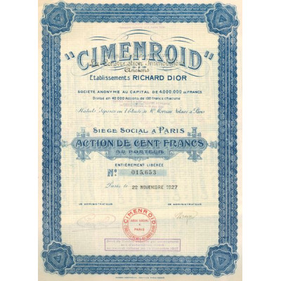 "Cimenroid" La Construction Immobilière - Anciens Ets Richard DIOR (Act 100 F)