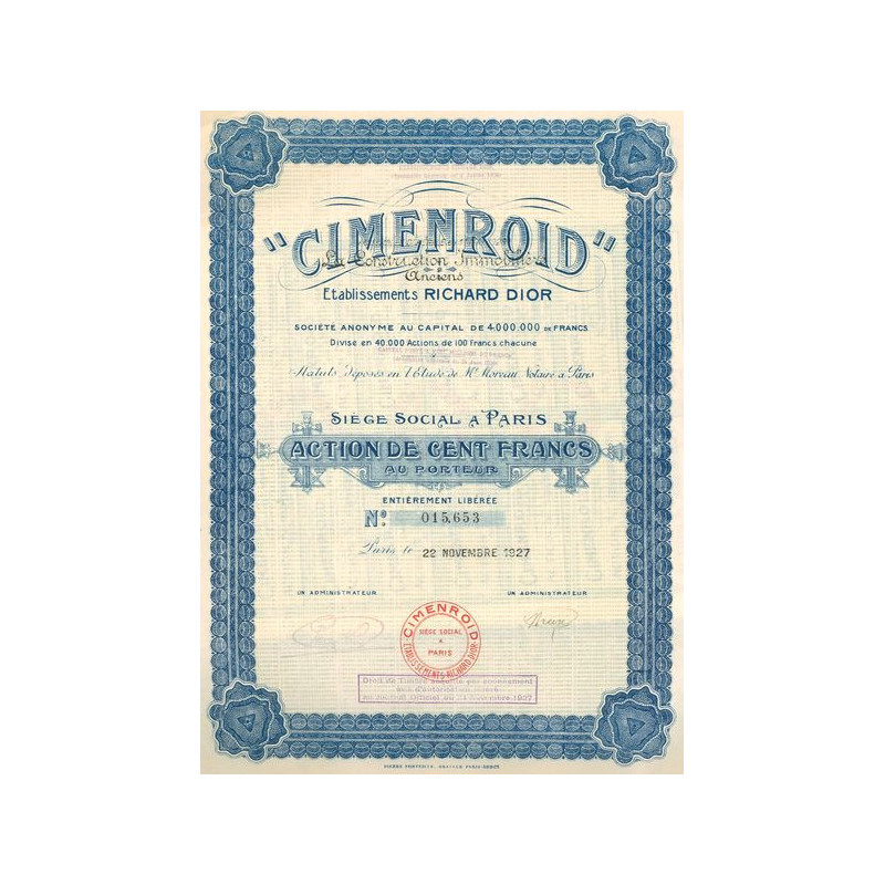 "Cimenroid" La Construction Immobilière - Anciens Ets Richard DIOR (Act 100 F)