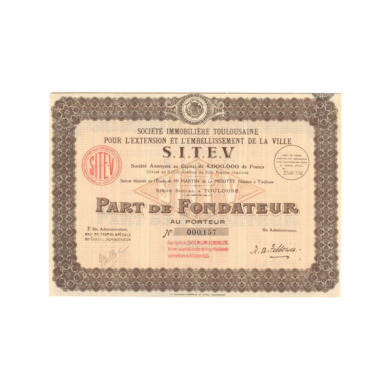 Sté Immobilière Toulousaine pour l'Extension et l'Embellissement de la Ville S.I.T.E.V. (PF)