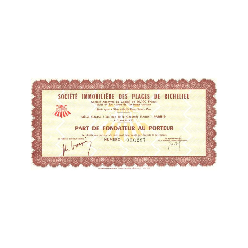 Sté Immobilière des Plages de Richelieu (PF)