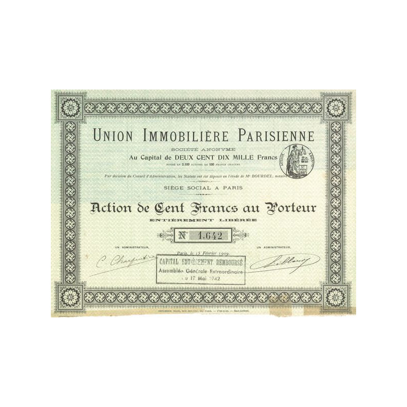 Union Immobilière Parisienne (Act 100 F)
