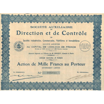 Sté Auxiliaire de Direction et de Contrôle de Sté Industrielles. Commerciales. Mobilières et Immobilières (Act 1000 F)