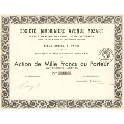 Sté Immobilière Avenue Mozart (Act 1000 F)