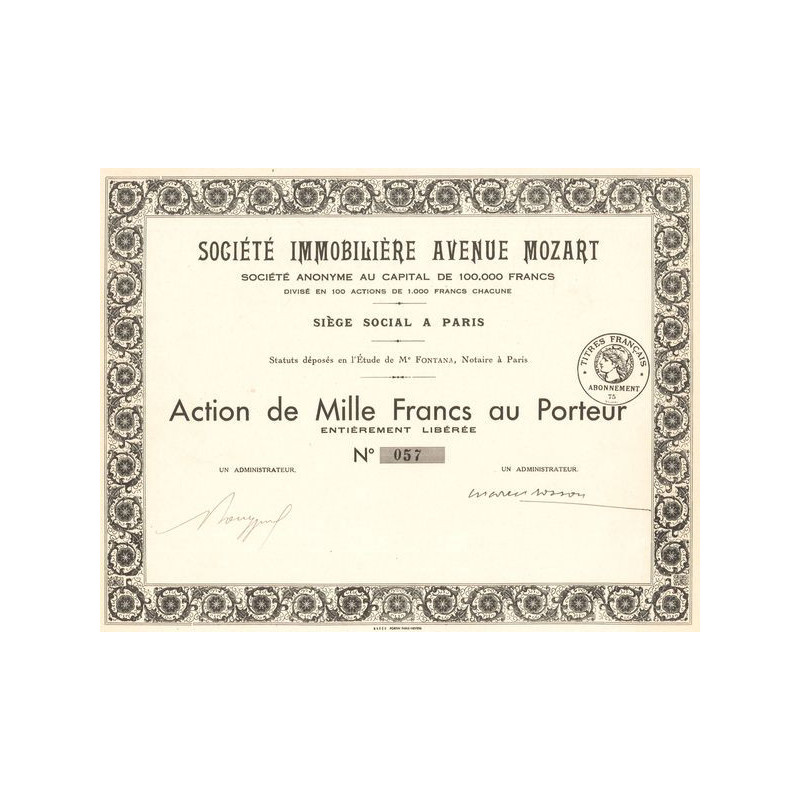 Sté Immobilière Avenue Mozart (Act 1000 F)