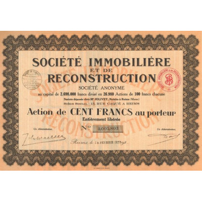 Sté Immobilière et de Reconstruction (Act 100 F)