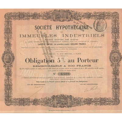 Sté Hypothécaire des Immeubles Industriels (Obl 5% 300 F)