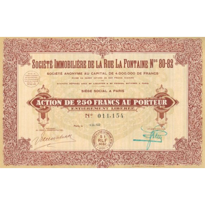 Sté Immobilière de la Rue la Fontaine Nos 80-82 (Act 250 F)