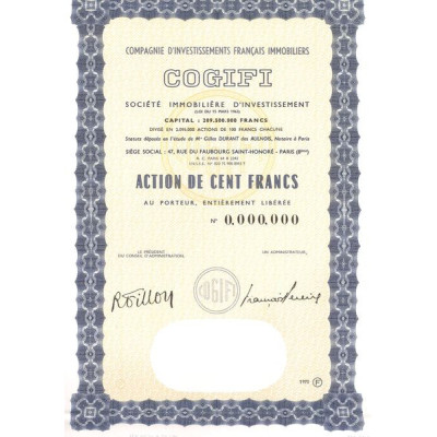 Cie d'Investissements Français Immobiliers COGIFI Sté Immobilière d'Investissement (Loi du 15 mars 1963) (Act 100 F)