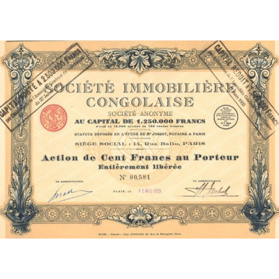 Sté Immobilière Congolaise (Act 100 F)