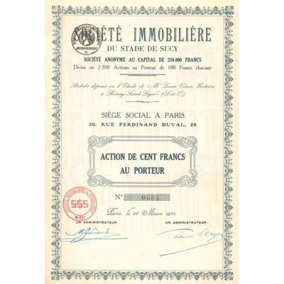 Sté Immobilière du Stade de Sucy (Act 100 F)