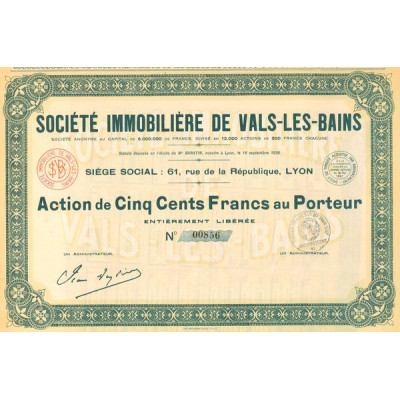 Sté Immobilière de Vals-les-Bains (Act 500 F)