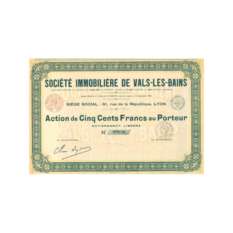 Sté Immobilière de Vals-les-Bains (Act 500 F)