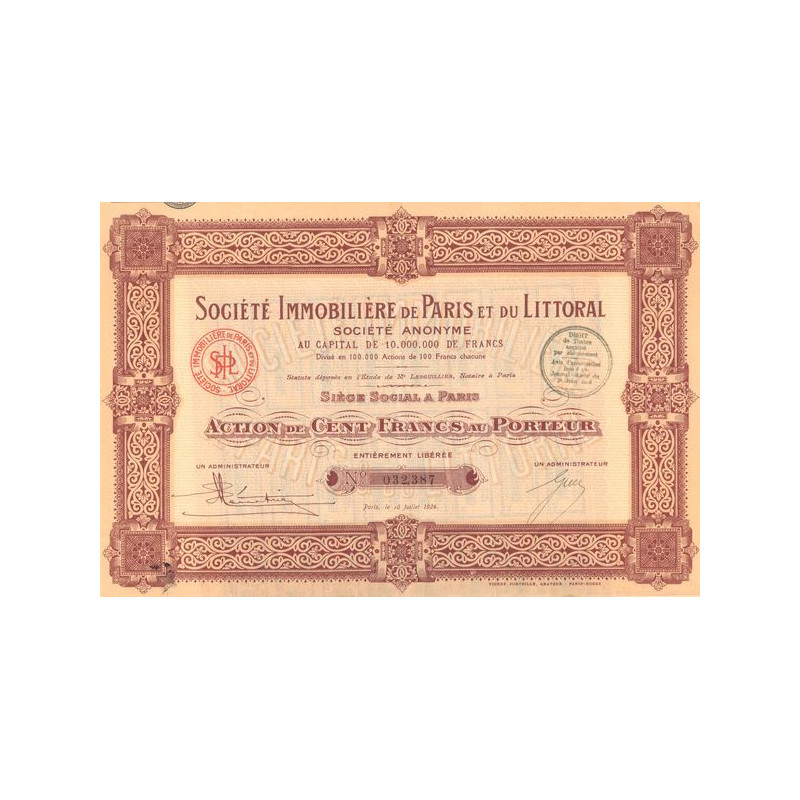 Sté Immobilière de Paris et du Littoral (Act 100 F)