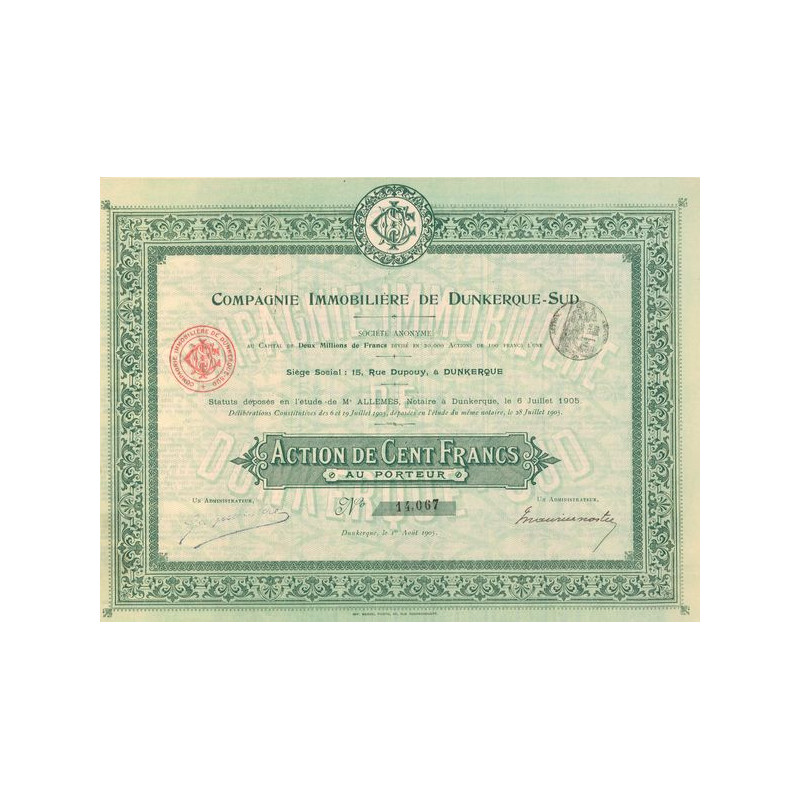 Cie Immobilière de Dunkerque-Sud (Act 100 F)